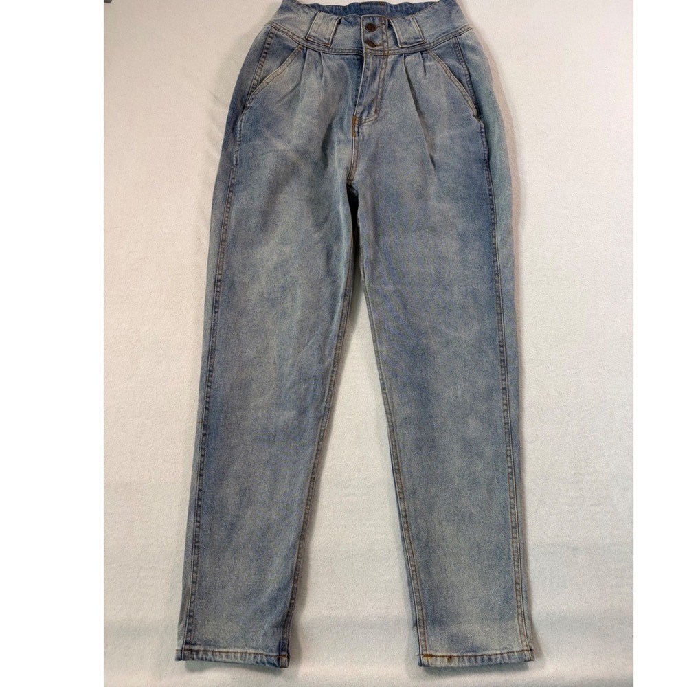 Aaron & Amber Pleated High Waist Jeans Boutique Boho Minimalist MAP S‎ 26